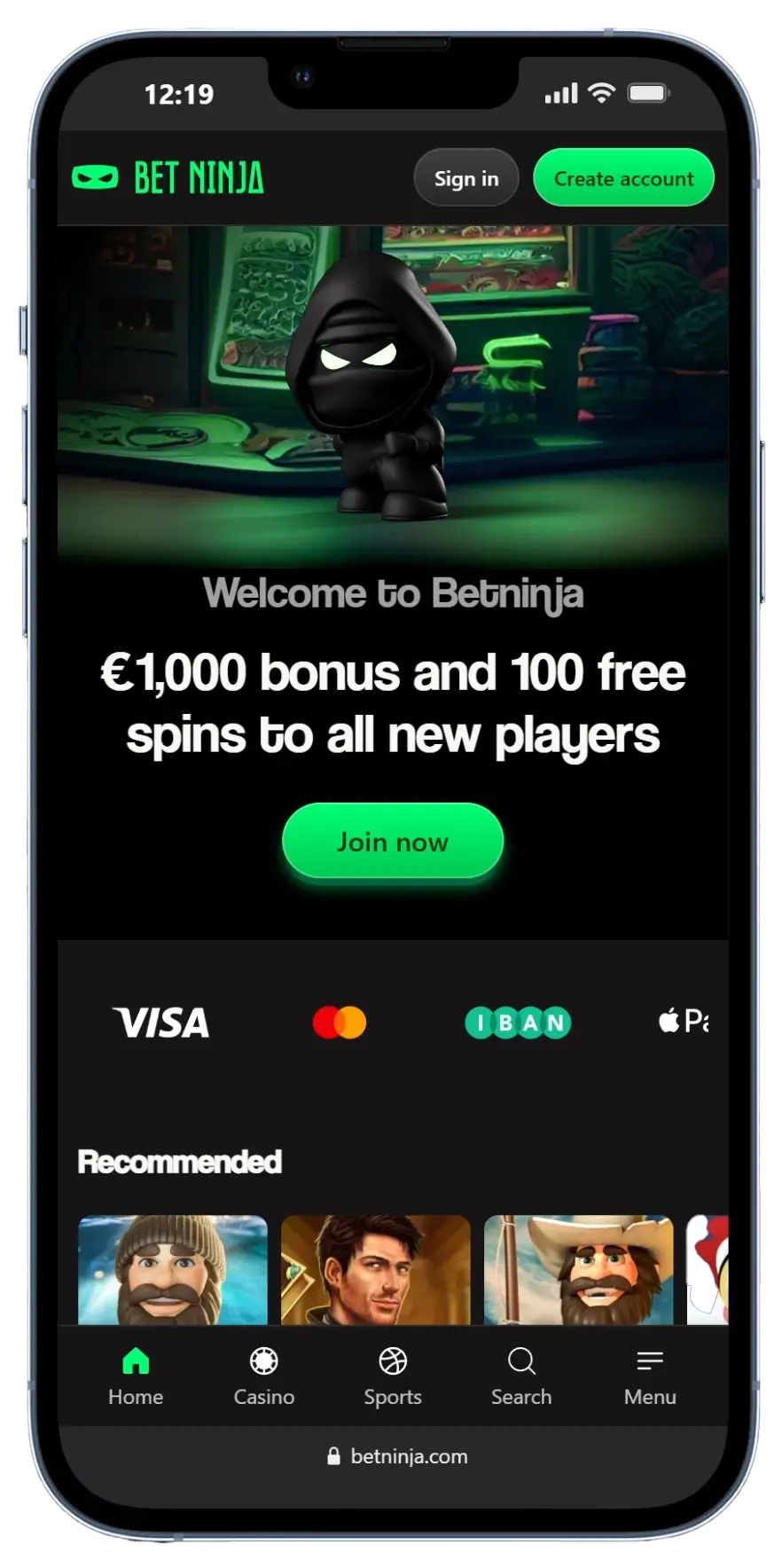 BetNinja mobiele app